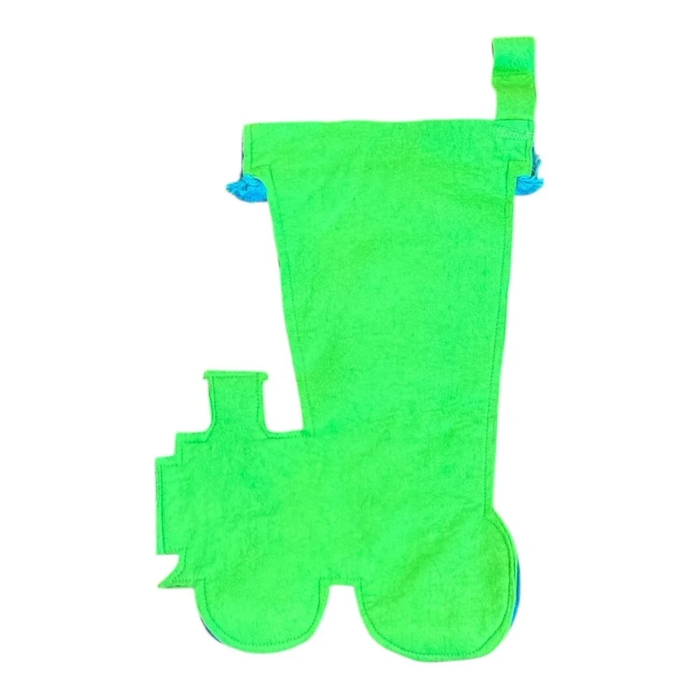 Vintage 1960s Felt Christmas Stocking Santa Train Boot‎ Appliqué Retro Handmade